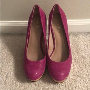 Cole Haan pink embossed leather pumps